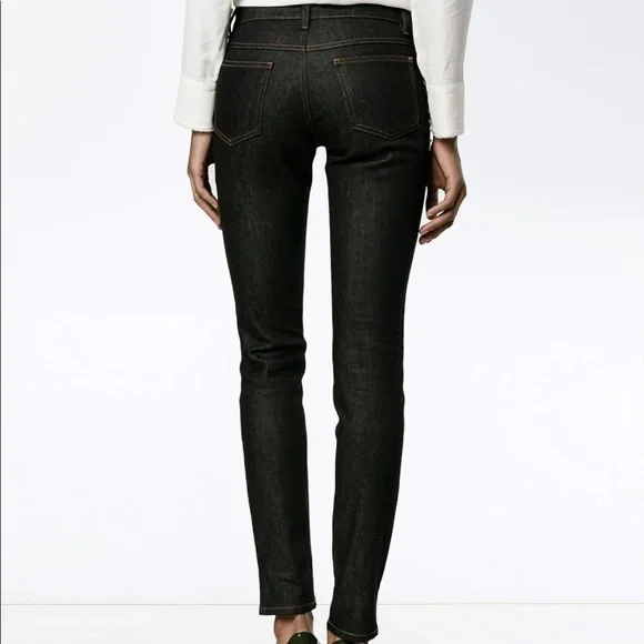 VALENTINO Gold Pyramid Rockstud Trim Straight Leg Dark Denim Jeans